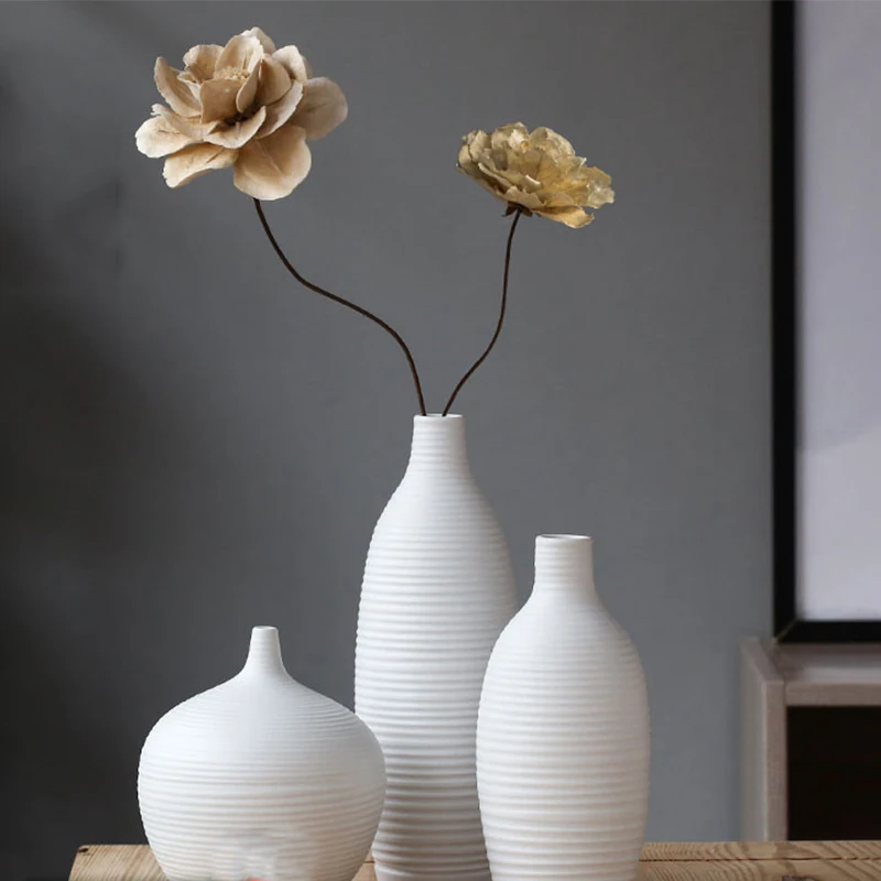 

Vase Home Decor White Ceramic Living Roon Decoration Modern Flower Pots